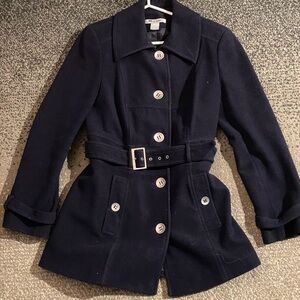 Navy Wool Cashmere Pea Coat